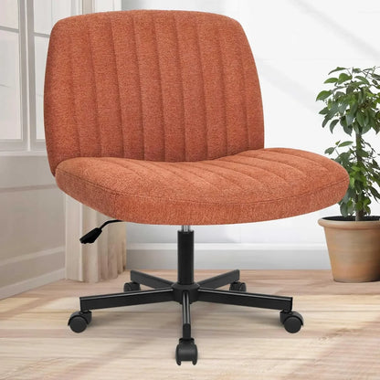 Adjustable Criss Cross Legged Armless Desk Chair - Ergonomic Swivel Reading Chair with Wheels for Bedroom Vanity