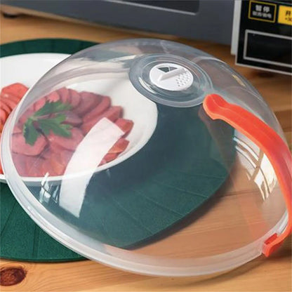 Microwave Food Cover Plate with Vents — Heat-Resistant Splatter Protector Lid, Thickened Clear Anti-Splash Cover for Kitchen Use