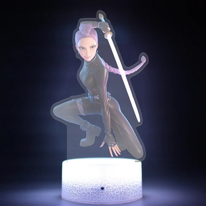 K-Pop Demon Hunters LED Night Light – Zoe, Mira, Rumi, Saja 16-Color Remote Control