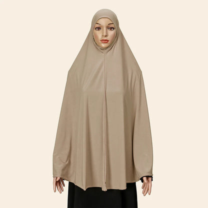 Women’s Full Cover Muslim Abaya – Solid Color Cotton Hemp Inner Hijab & Long Shawl Ramadan Prayer Dress