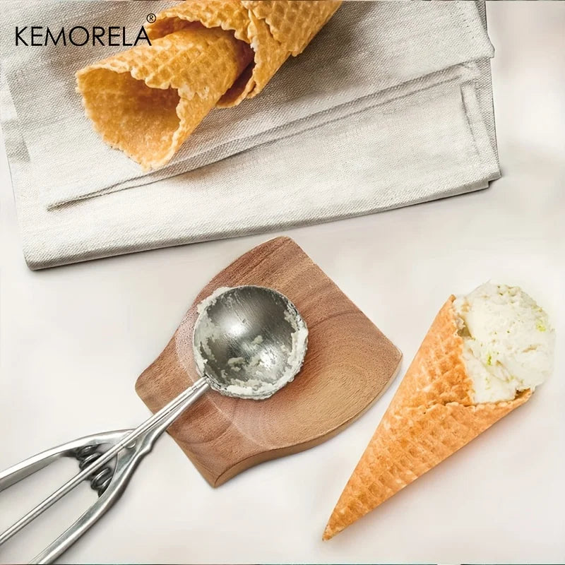 KEMORELA Wooden Utensil Holder: 1PCS Cooking Spoon and Spatula Clip for Kitchen - Natural Wood Spoon Rest