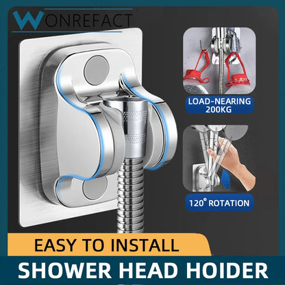 Universal No-Drill Adjustable Shower Head Holder – Wall-Mounted Bracket with Stable Rotation for Bathroom Accessories