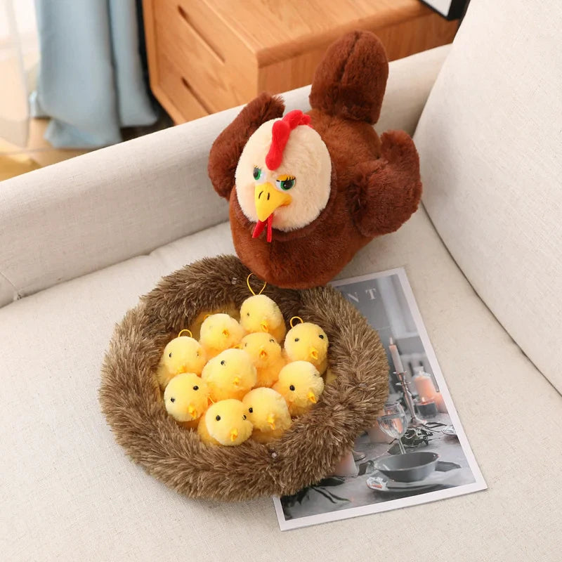 Swan & Chick Family Plush Toy — Lifelike Mother and Baby Stuffed Animals with Nest for Kids