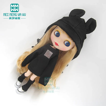 Blythe Doll Accessories Set – Fashion Sweatshirt, Shoe Covers & Sneakers for Blythe & Azone Dolls, Christmas Gift