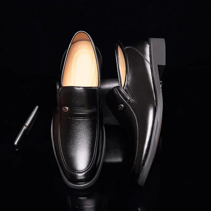 Leather Men's Formal Shoes – Luxury Dress Loafers, Breathable Slip-On Moccasins & Black Driving Shoes (Plus Size 38-44)