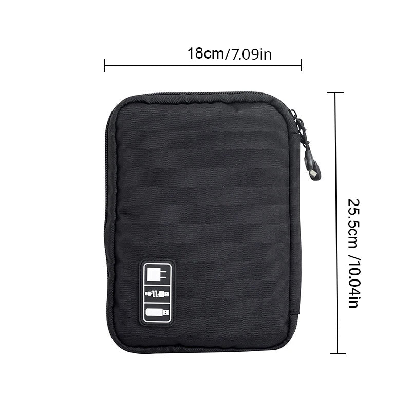 Black & Green Portable Storage Bag – Waterproof Electronic Accessory Organizer for USB Cables, Chargers & Travel
