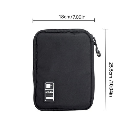 Black & Green Portable Storage Bag – Waterproof Electronic Accessory Organizer for USB Cables, Chargers & Travel