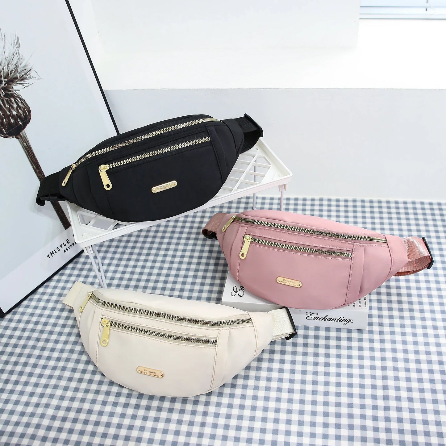 Women's Waterproof Fanny Pack - Adjustable Waist Bag for Travel, Sports, Running