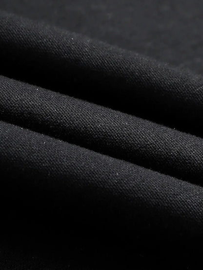 Men’s Harajuku Zip-Up Hoodie Jacket – Retro Black Oversized Long Sleeve Sweatshirt Coat
