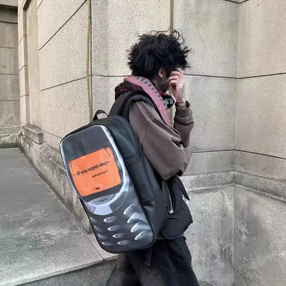 2025 Vintage Telephone Bag – Y2K Aesthetic High-Capacity Streetwear Backpack for Women & Men