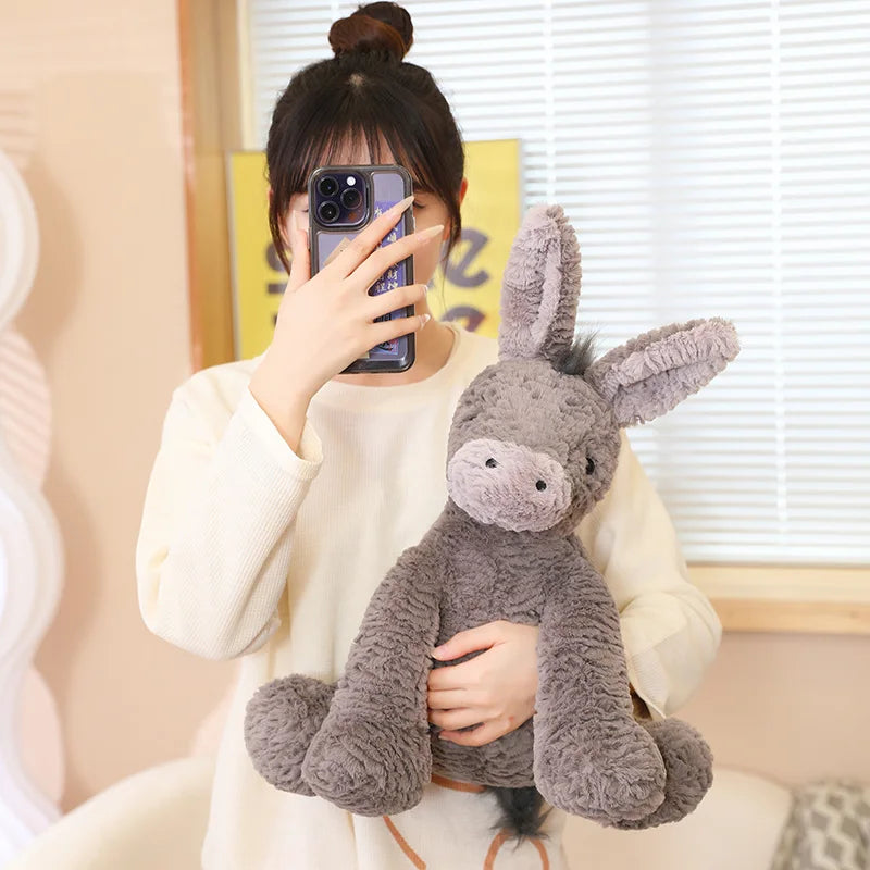 23/40/60cm Cute Burro Plush Toy — Grey Donkey Stuffed Animal, Soft Baby & Infant Doll, Birthday Gift & Room Decor