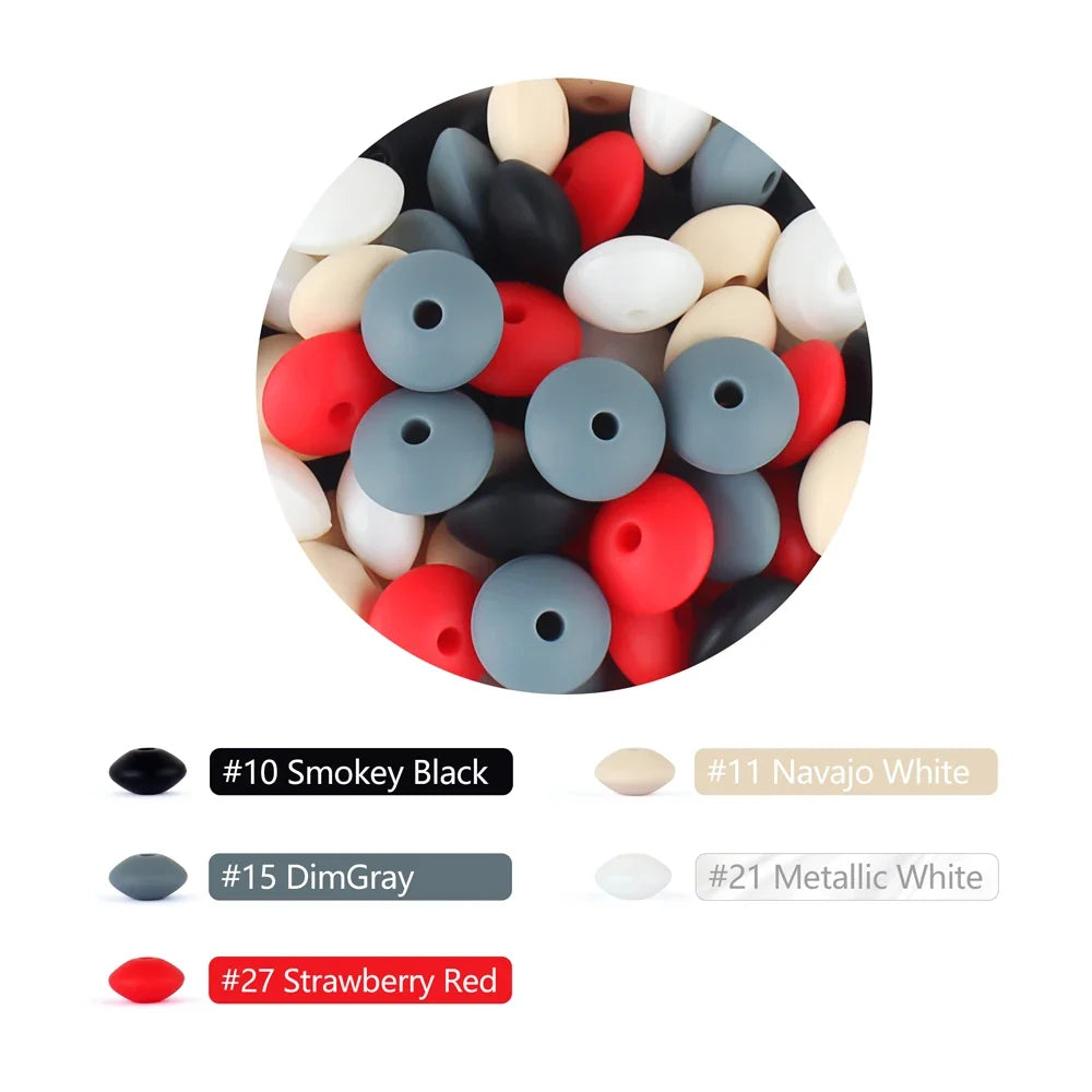 12mm Silicone Lentil Abacus Beads 50/100PCS – DIY Loose Focal Beads for Jewelry, Bracelets, Necklaces & Keychains