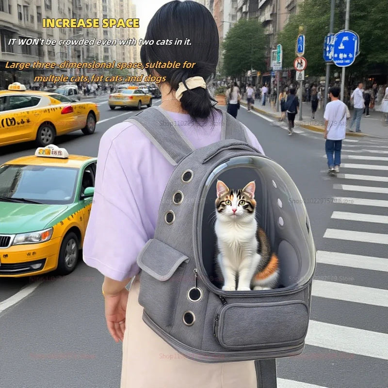 2025 Transparent Pet Carrier Backpack – Breathable Outdoor Travel Bag for Cats & Small Dogs