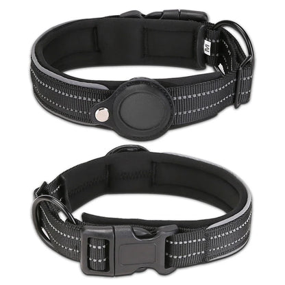 Reflective Padded AirTag Dog Collar – Integrated AirTag Holder for Small, Medium & Large Dogs