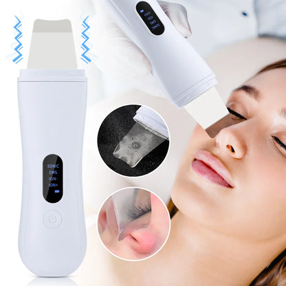 Ultrasonic Skin Scrubber – 4-Mode Facial Spatula for Deep Cleaning, Lifting & Peeling Skincare Device