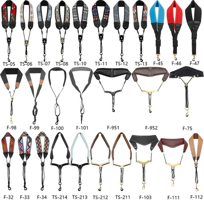 Saxophone Neck Strap - Adjustable Leather Universal Fit for Soprano, Alto, Tenor Sax with Secure Closed Hooks