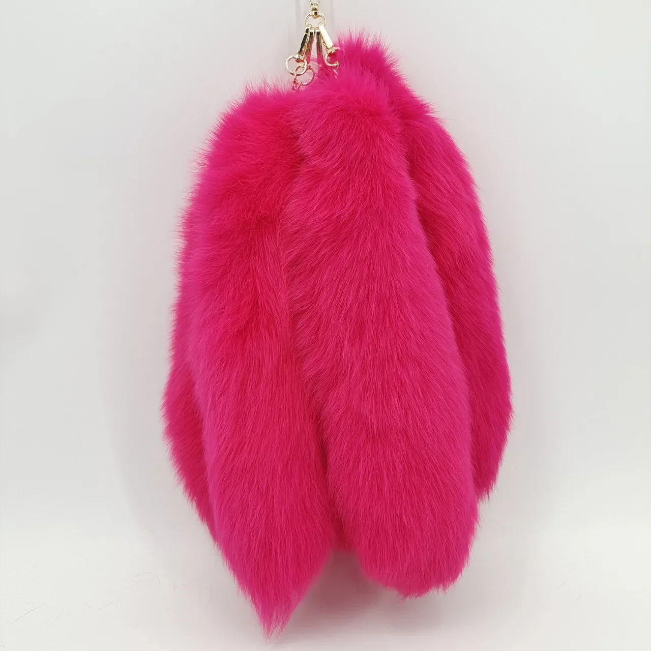 Natural Fox Fur Tail Keychain – 40cm Furry Racoon Bag Charm & Fluffy Keyring Accessory for Women