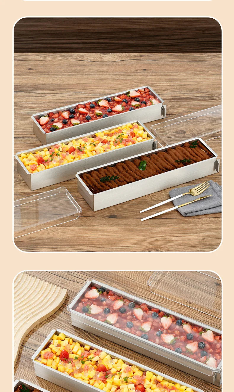 Tiramisu Removable Cake Mold Set — Stainless Steel Stand, Long Tray & Shovel Tool for Baking, Kitchen Accessories