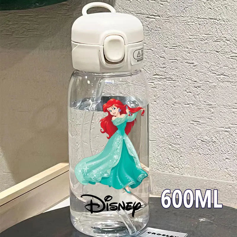 600/400ML Mermaid Princess Water Cup – Portable Transparent Plastic Sport Bottle for Kids