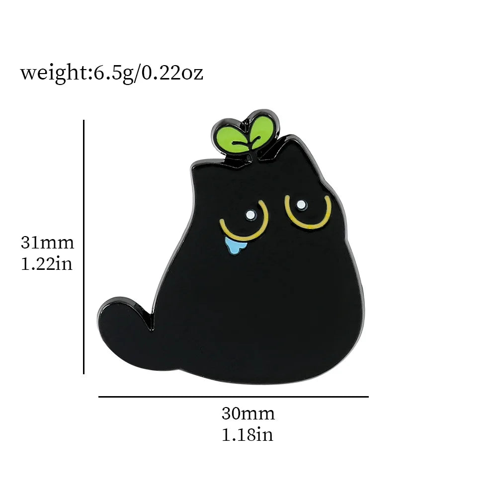 Cute Black Cat Enamel Pin – Cartoon Animal Metal Brooch Badge Jewelry Gift for Kids Punk Style