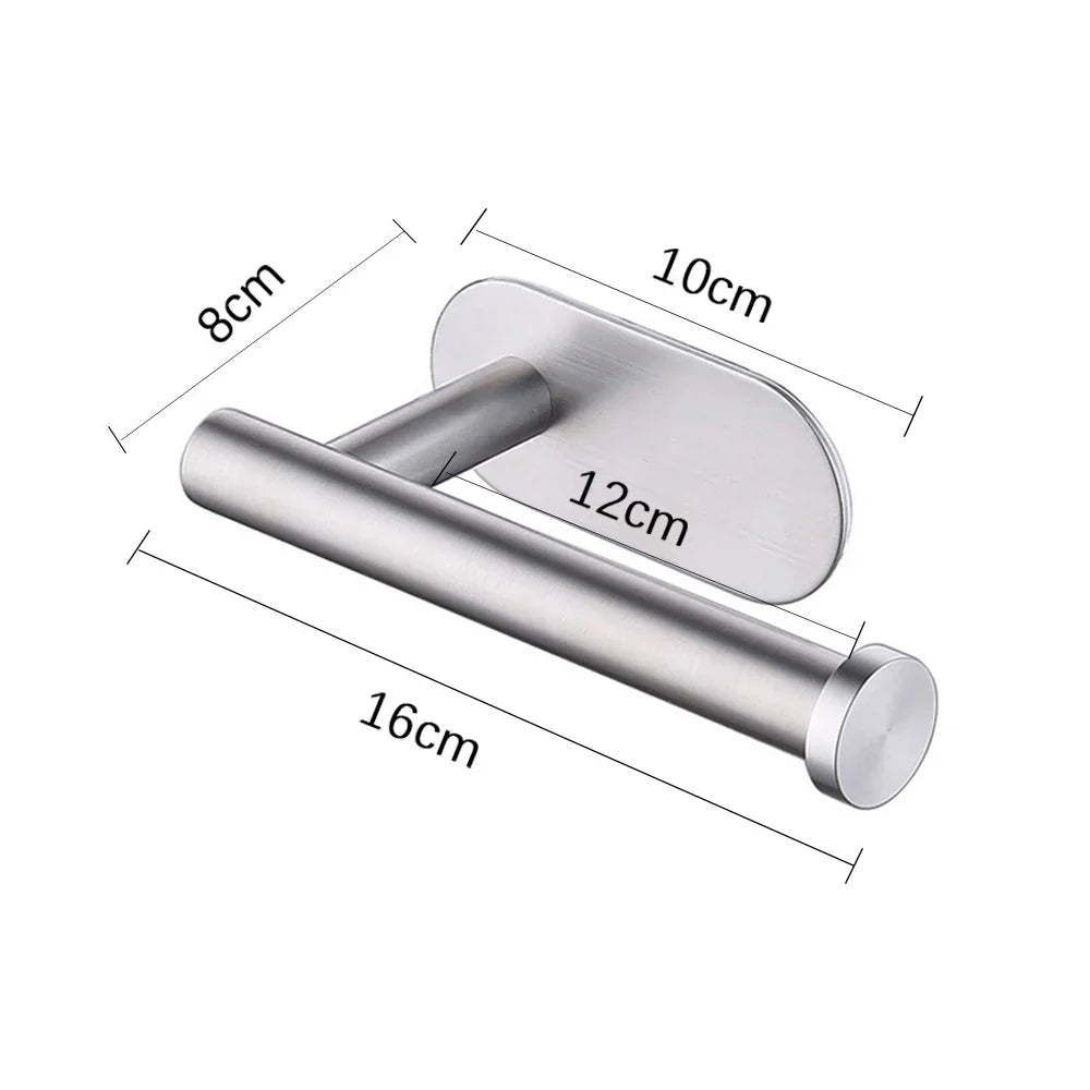 Stainless Steel Self-Adhesive Toilet Paper Holder: Wall-Mounted No Punching Tissue Dispenser for Bathroom & Kitchen - Convenient Roll Holder
