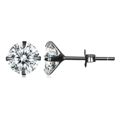 Bamoer 925 Sterling Silver CZ Stud Earrings – Platinum Plated Round Cubic Zirconia Barbell, Hypoallergenic, 4-7mm