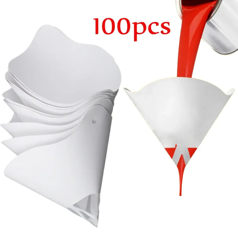 Paint Filter Paper 10x19cm 100 Microns - Car Paint Spray Mesh Paper Filter Funnel Strainer - Disposable Conical Straining Funnel for Precision Filtering