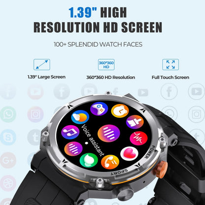 Military Smart Watch 1.39” HD – 5ATM Waterproof Rugged Bluetooth Watch for Men, Compatible with Xiaomi and Huawei