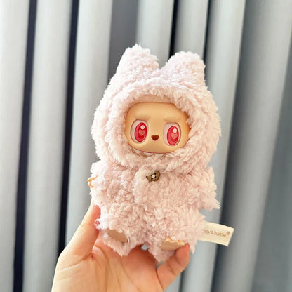 Labubu I & II Doll Clothes – 15cm/17cm Cute Eye Mask Pajama 3-Piece Set for Plush Dolls