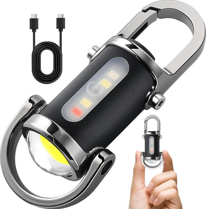 Mini USB Rechargeable LED Keychain Flashlight – Portable Waterproof Pocket Camping Light Keyring Outdoor Survival Gear