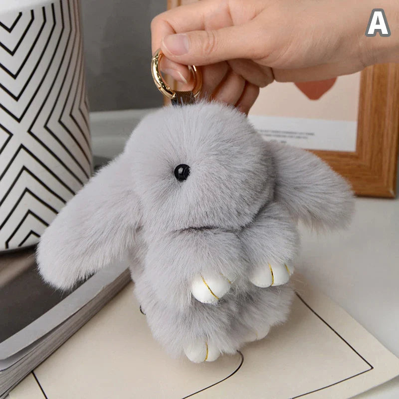 15cm Rabbit Fur Keychain – Fluffy Bunny Pendant for Women’s Bags, Car Keys & Decorative Accessories Gift