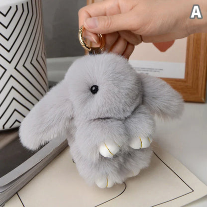 15cm Rabbit Fur Keychain – Fluffy Bunny Pendant for Women’s Bags, Car Keys & Decorative Accessories Gift