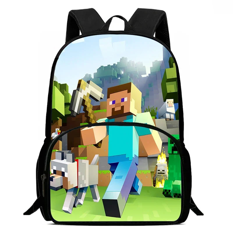 Mini-Craft Kids School Backpack Set — Front Pocket Backpack, Shoulder Bag & Pencil Case for Boys & Girls Ages 5-10