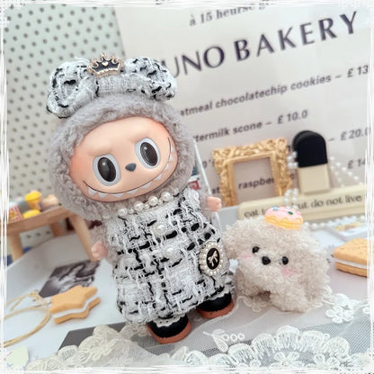 17cm Labubu Doll Accessories - Luxury Sweet Woolen Suit, Crossbody Bag & Princess Shoes Set