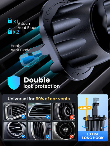 TOPK Magnetic Car Phone Mount – 6 N52 Magnets Air Vent Holder for iPhone 15 and Universal Smartphones