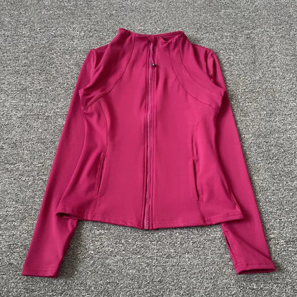 Quick Dry Stand-Up Collar Fitness Jacket for Women – Slim-Fit Zipper Yoga, Running & Cycling Top