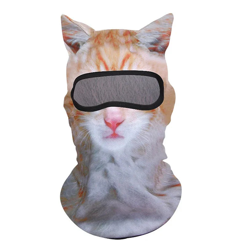 3D Cat Ski Balaclava - Cute Animal Face Covering Full Face Hood Mask for Motorcycle, Skiing & Snowboarding