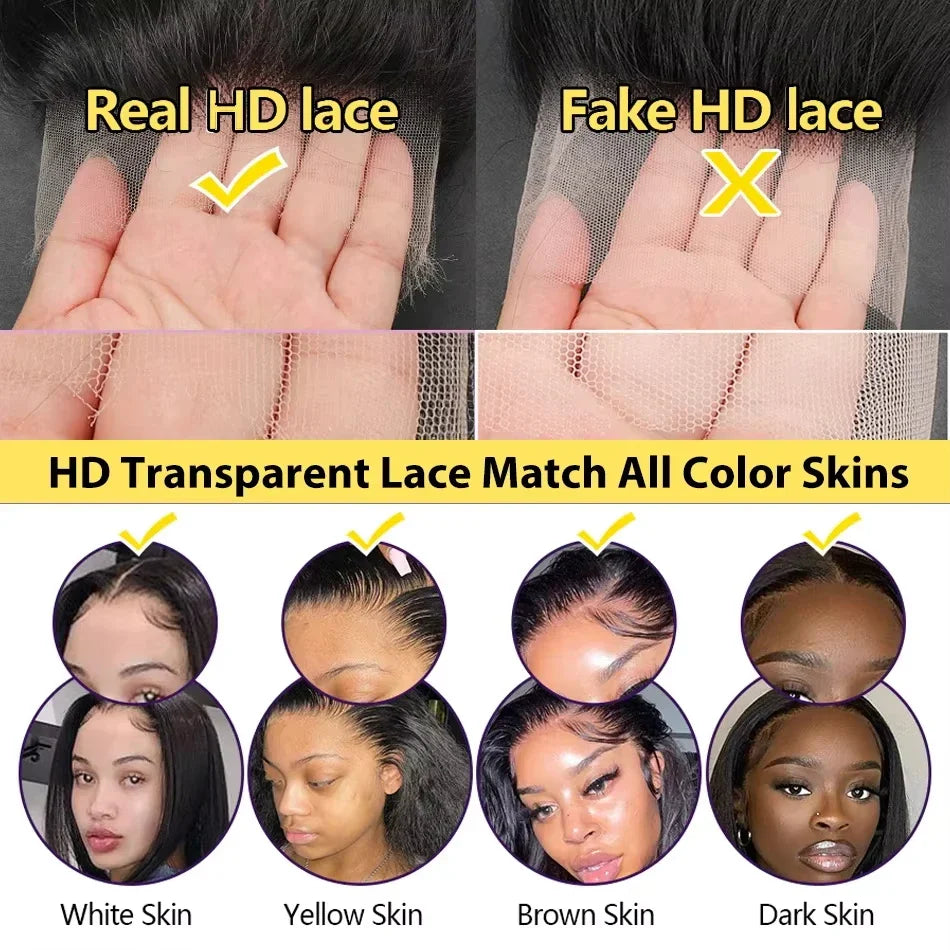 13x6 & 13x4 Deep Wave Human Hair Wig — 30-40 Inch HD Lace Frontal Body Wave & Curly Wigs for Black Women