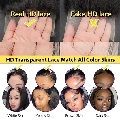13x6 & 13x4 Deep Wave Human Hair Wig — 30-40 Inch HD Lace Frontal Body Wave & Curly Wigs for Black Women