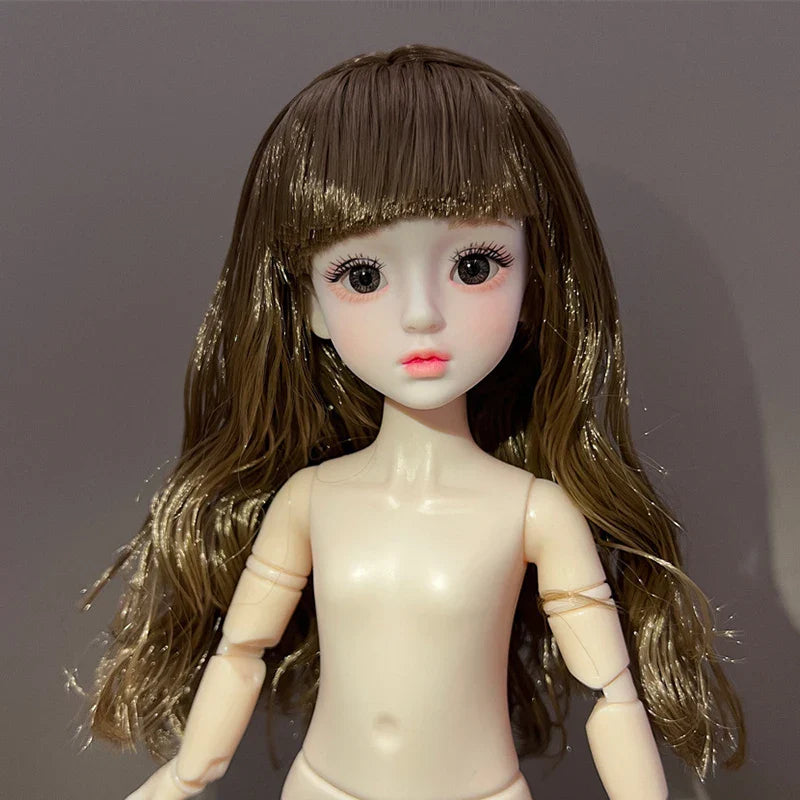 30cm 1/6 BJD Ball Jointed Doll – Starry Gray Eyes with Lolita Fashion Dress, DIY Toy Gift for Girls