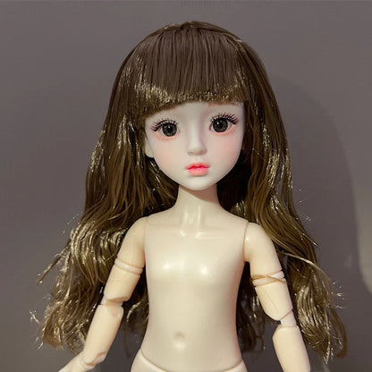 30cm 1/6 BJD Ball Jointed Doll – Starry Gray Eyes with Lolita Fashion Dress, DIY Toy Gift for Girls