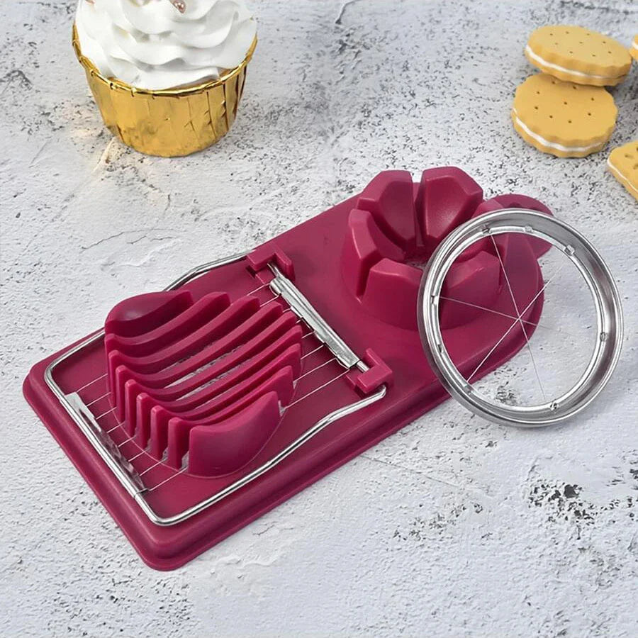 Multifunctional 2-in-1 Egg Cutter — PP Base with Stainless Steel Wire, High-Quality Hanging Kitchen Tool