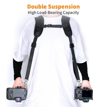 K Double Shoulder Camera Strap – Quick Release Belt Harness for DSLR Cameras & Camcorders, Compatible with Canon Nikon Sony