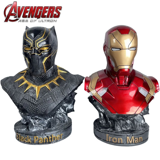 16CM Iron Man Panther Bust - Marvel Avengers Anime Figure Statue, Large Resin Living Room Ornament, Collectible Gift Toy