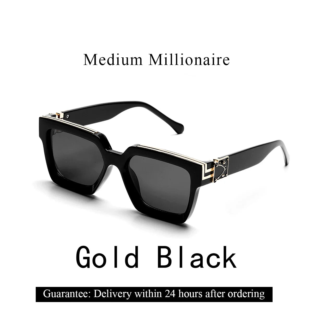 Ruiao Retro Black Millionaire Sunglasses – Luxury Square Designer Shades for Men & Women (2024)