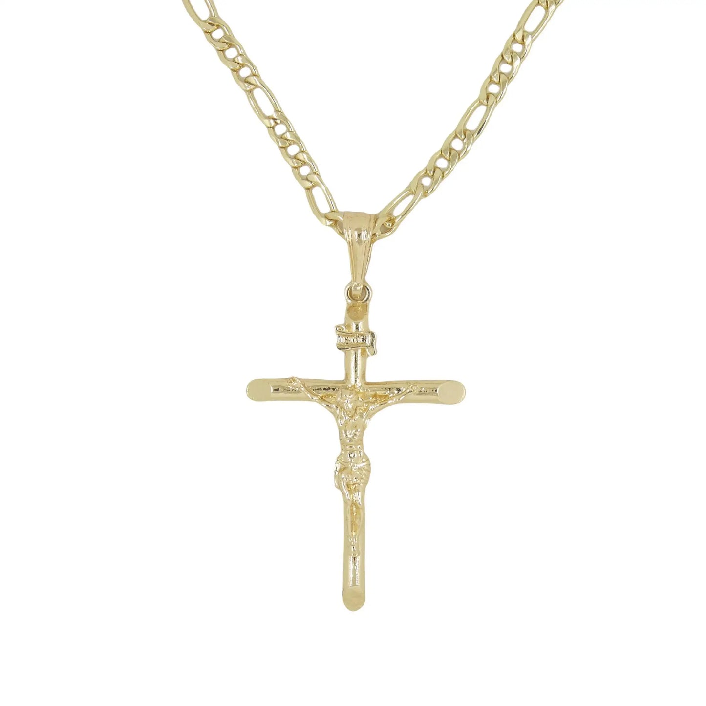 Gold-Plated Chain with Jesus Pendant Cross Necklace – Religious Jewelry for Men & Women