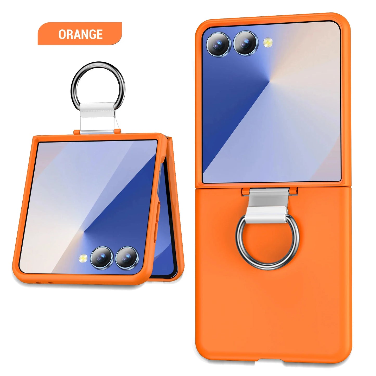 Shockproof Ring Holder Case for Samsung Galaxy Z Flip 7/6/5/4/3 5G - Hard PC Armor Protective Back Cover