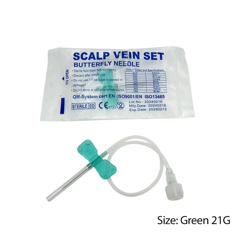 100pcs Disposable Butterfly Infusion Needles – Double Wing IV Needles for Pet Care & Veterinary Use