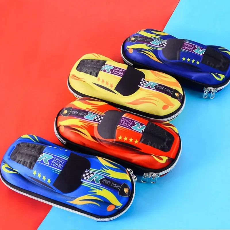 3D Racing Car Pencil Case for Kids – Cartoon EVA PU Stationery Box for School, Cute Pen Bag for Boys