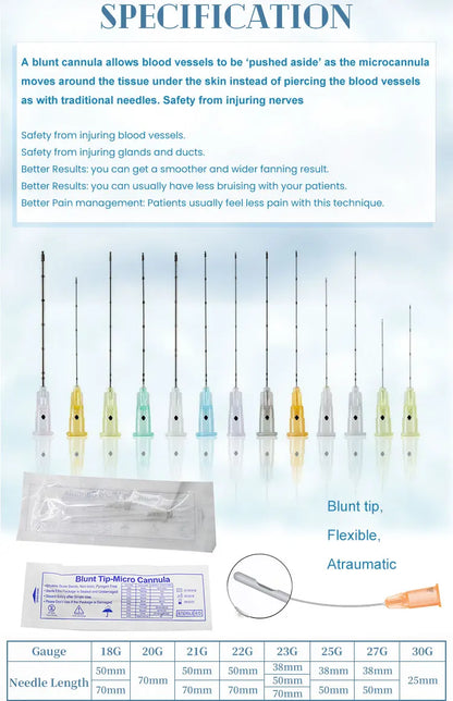 10-100PCS Disposable Small Tip Needles — 14G-30G Blunt Cannula for Fine High-Toughness Use, 50mm & 70mm
